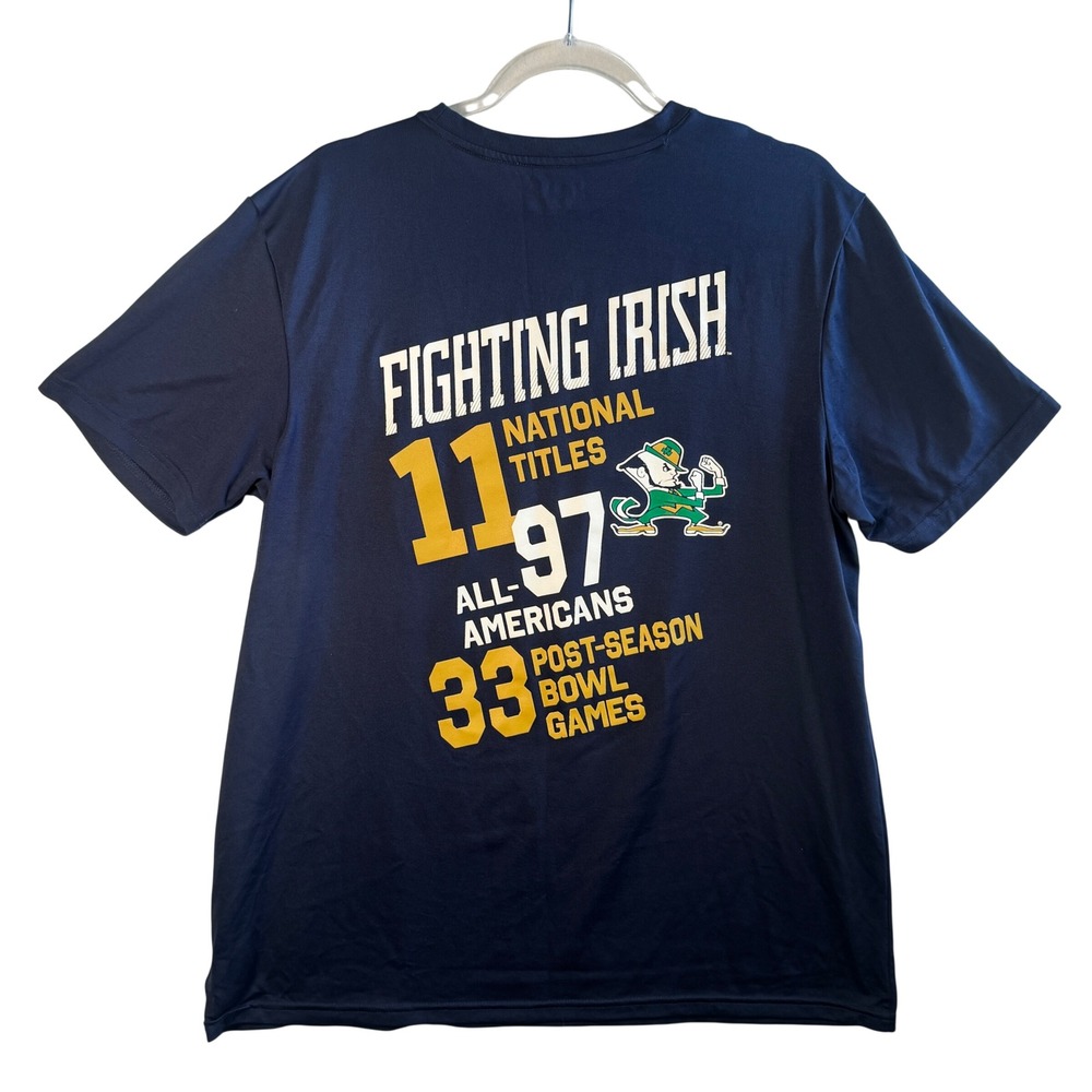 Under Armour Notre Dame Football T Shirt Fighting Irish HeatGear Navy Blue Large